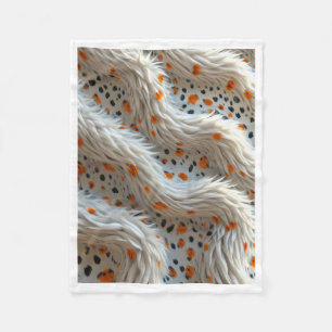 Couverture Polaire Fourrure crémeuse et duveteuse avec taches orange