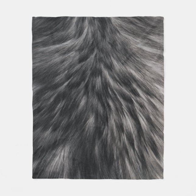 Couverture Polaire Fourrure Faux de luxe Imprimé noir Gris Mink Cheve (Devant)