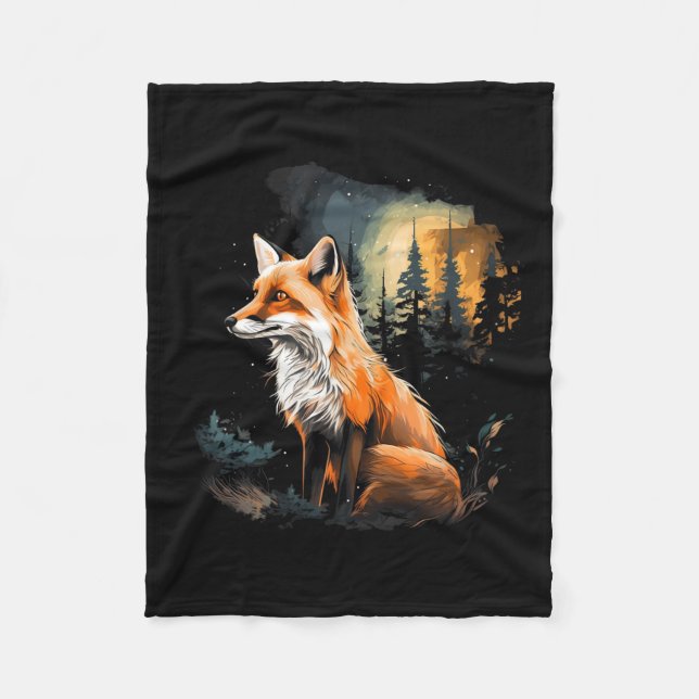 Couverture Polaire Fox Forest Nature Lover Mountains Randonnée Campin (Devant)
