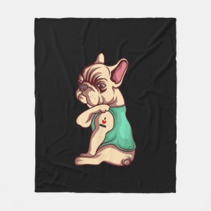 Couverture Polaire français bulldog i love maman tatouage amant cade