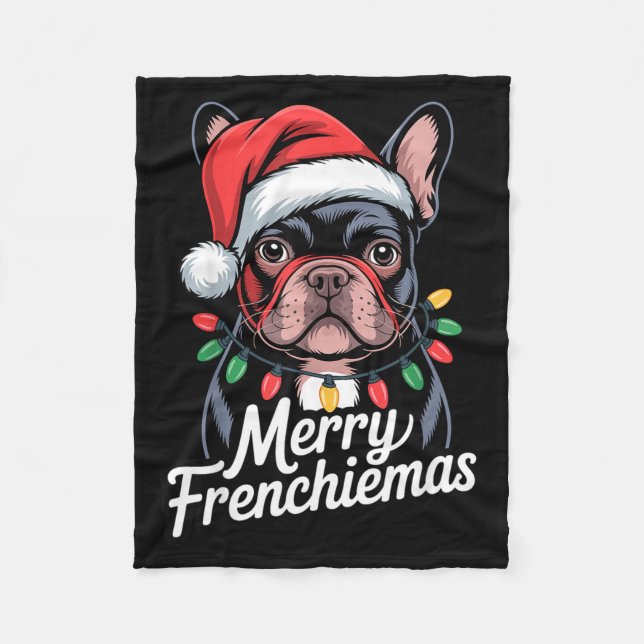 Couverture Polaire French Bulldog Merry Frenchiemas Santa Hat Christm (Devant)