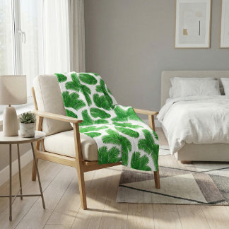 Couverture Polaire Fresh Green Palm Leaves Tropical Print