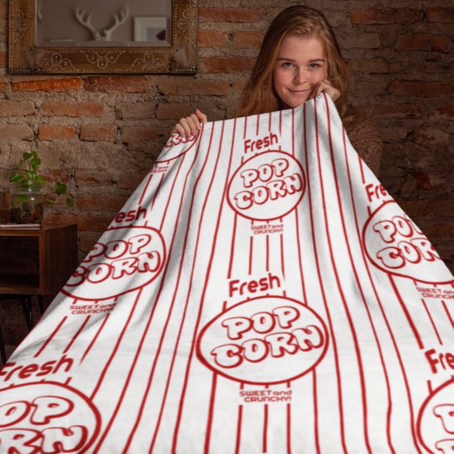 Couverture Polaire Fresque Popcorn Home Film Theatre (Get cozy with some popcorn, a good movie and this cute throw blanket!)