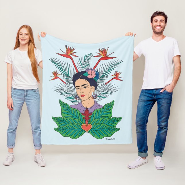 Couverture Polaire Frida Kahlo | Oiseaux de Paradis Floral Graphic (En situation)