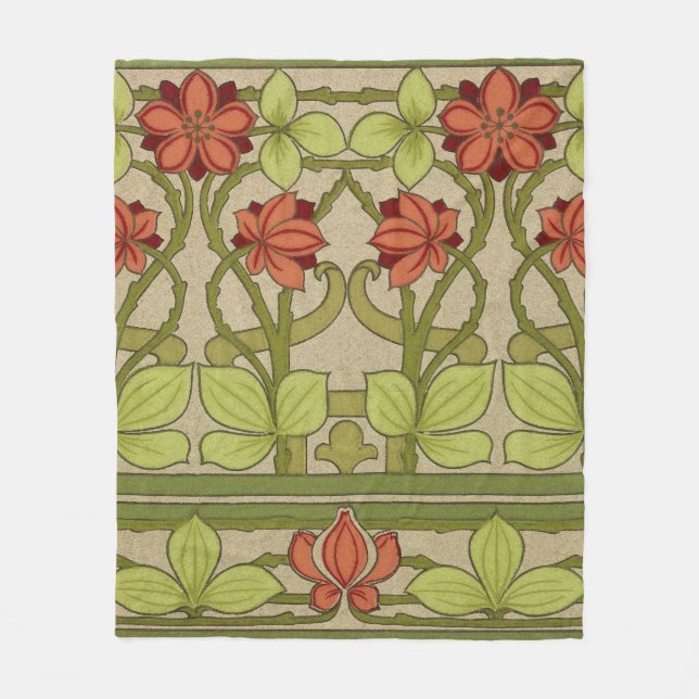 Couverture Polaire Frieze Bordure Art Nouveau Floral (Devant)