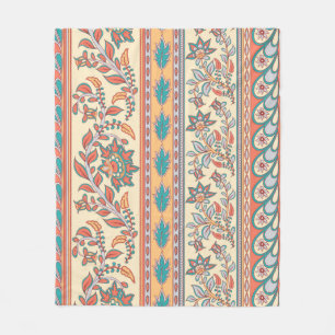 Couverture Polaire Frontières florales indiennes Motif sans joint