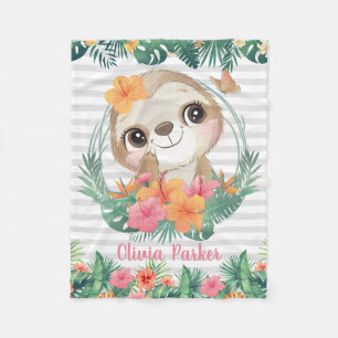 Couverture Polaire Frontières tropicales Hibiscus Fleurs Parcelles Pe