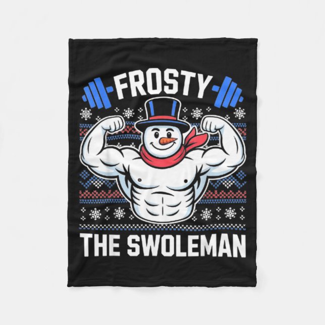 Couverture Polaire Frosty The Swoleman Funny Ugly Christmas Sweater G (Devant)