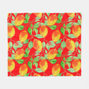 Couverture Polaire Fruit citron motif jaune rouge vert blanc