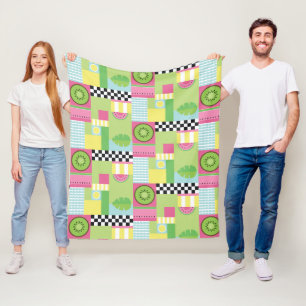 Couverture Polaire Fruit d'été coloré rose vert vert mosaïque jaune