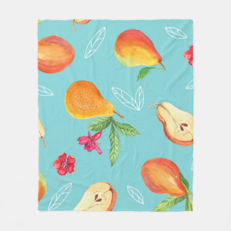 Couverture Polaire Fruits de jardin : Aquarelle bleu.