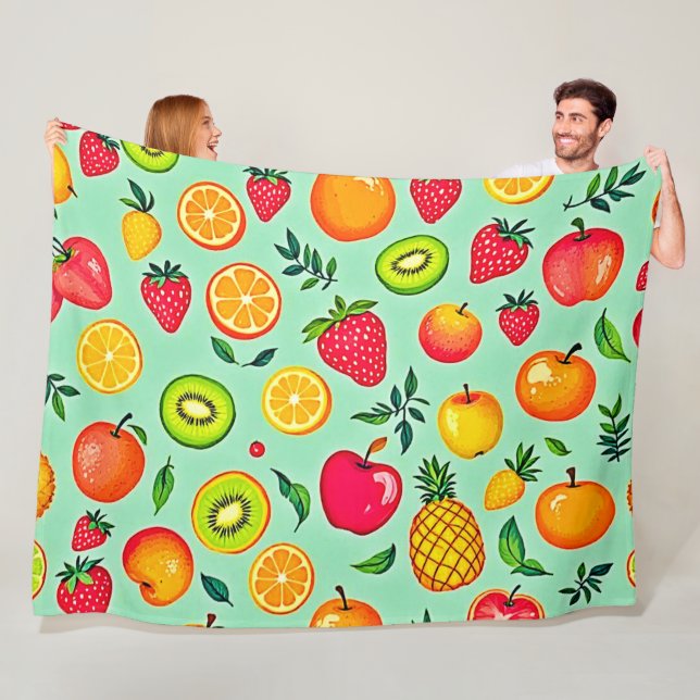 Couverture Polaire Fruits d'été Conception transparente (En situation)