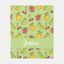 Fruits d'été frais motif vert