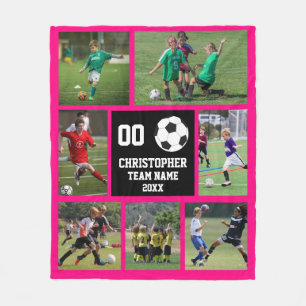 Couverture Polaire Fuchsia de football avec nom du joueur