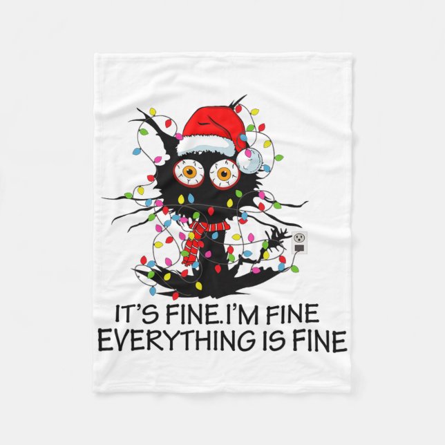 Couverture Polaire Fun Black Cat It's Fine I'm Fine Everything Is Fin (Devant)