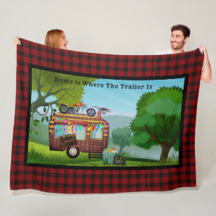 Couverture Polaire Fun Camper Trailer Accueil Mat Maison Est Où