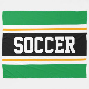 Couverture Polaire Fun Large Bright Green Black SOCCER Racing Stripes