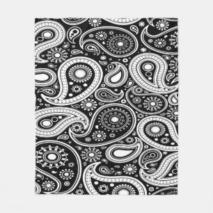 Couverture Polaire Fun noir et blanc Paisley Design Blanche polaire