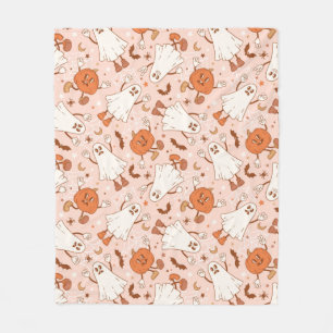 Couverture Polaire Fun Retro Ghost & Jack-O-Lantern Motif