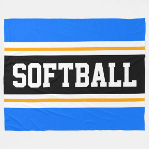 Couverture Polaire Fun SOFTBALL Bleu Bleu Bleu Noir rayures d'athléti