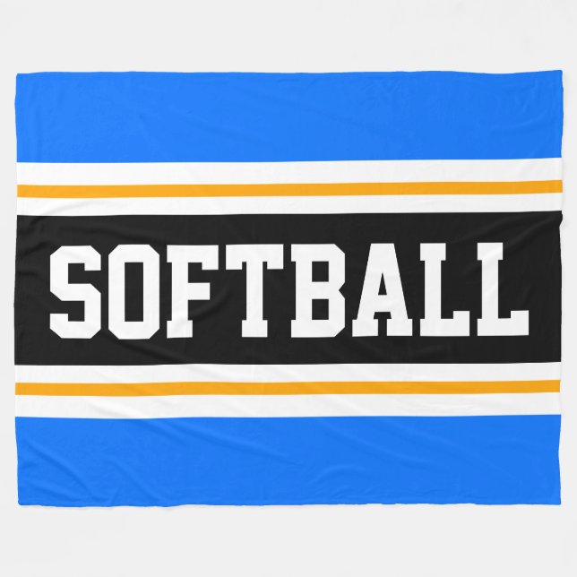 Couverture Polaire Fun SOFTBALL Bleu Bleu Bleu Noir rayures d'athléti (Devant (Horizontal))