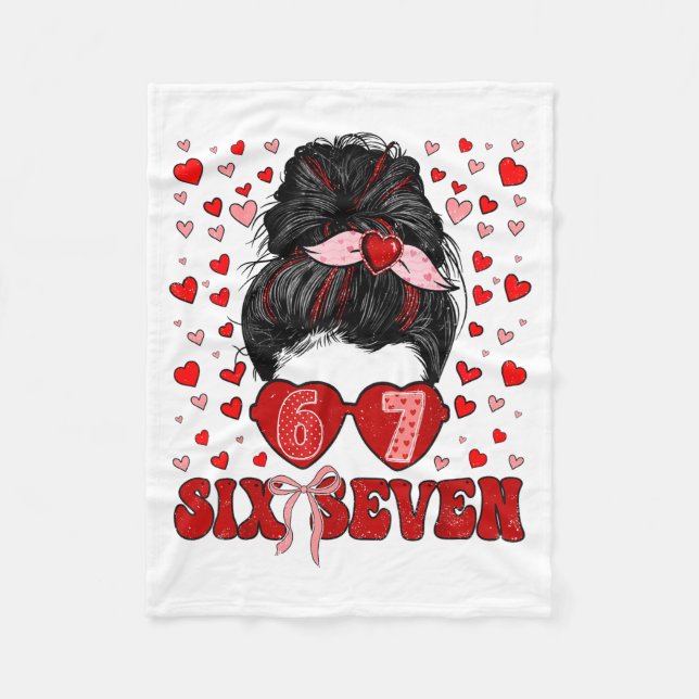Couverture Polaire Funny 67 Meme Messy Bun Valentine Six Seven Love W (Devant)