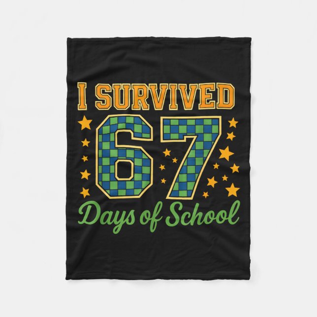 Couverture Polaire Funny 67 School Meme Design _ I Survived 67 Days  (Devant)