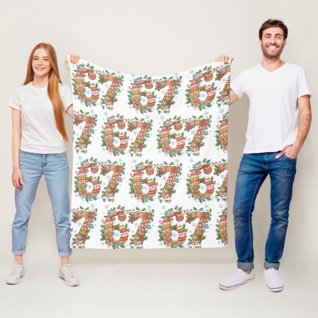 Couverture Polaire Funny 6-7 Brainrot Teen Meme Kids Christmas (En situation)