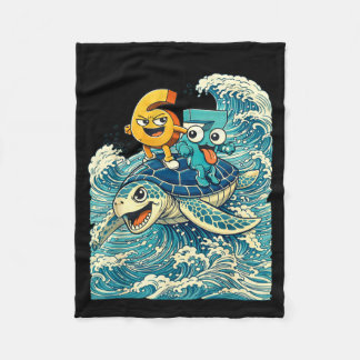 Couverture Polaire Funny 6 7 Turtle Surf Cartoon Ocean Wave Art 