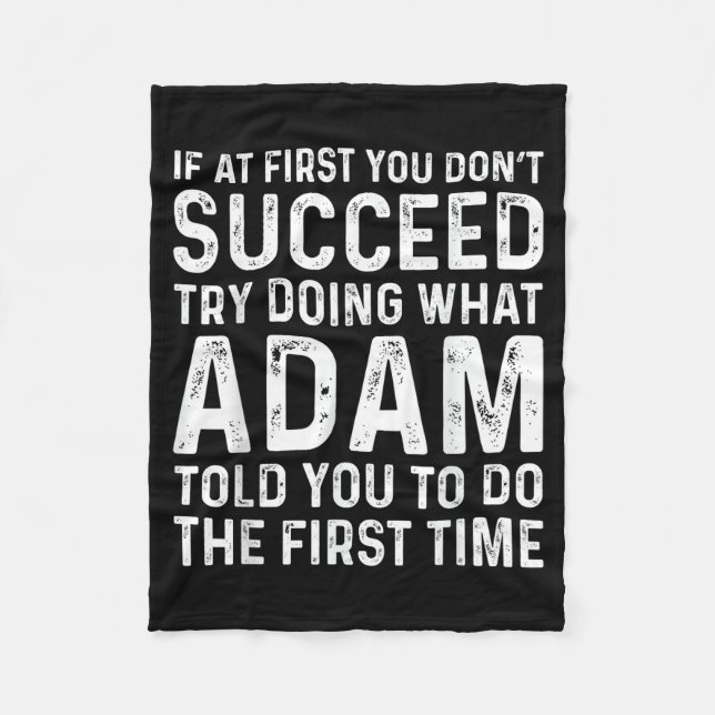 Couverture Polaire Funny Adam If At First You Don't Succeed Try Doing (Devant)