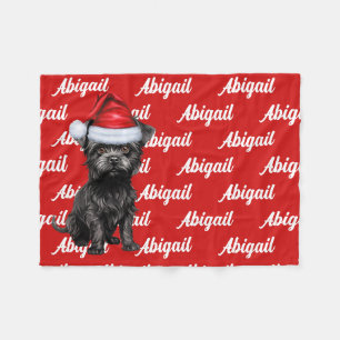 Couverture Polaire Funny Affenpinscher Nom du chien Motif Noël