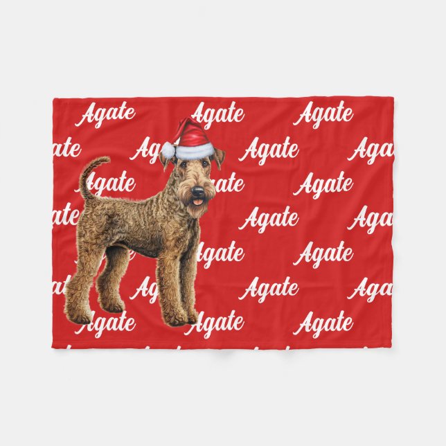 Couverture Polaire Funny Airedale Terrier Nom Motif Noël (Devant (Horizontal))