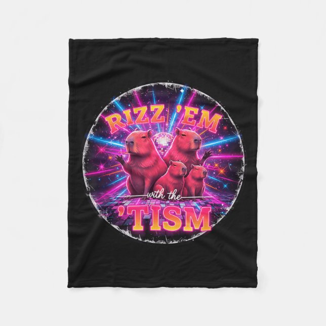 Couverture Polaire Funny Autism Rizz Em With The Tism Capybara Meme A (Devant)