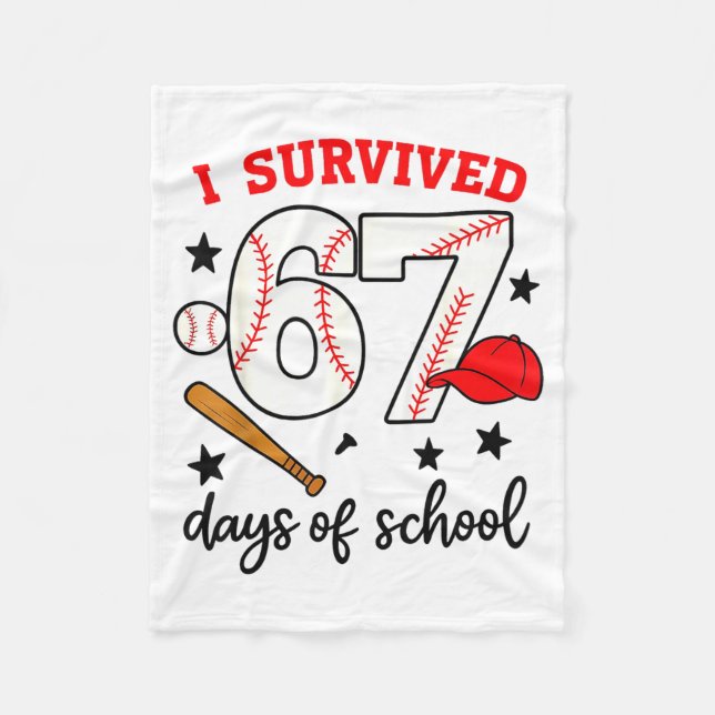 Couverture Polaire Funny Baseball I Survived 67 Days Of School Design (Devant)
