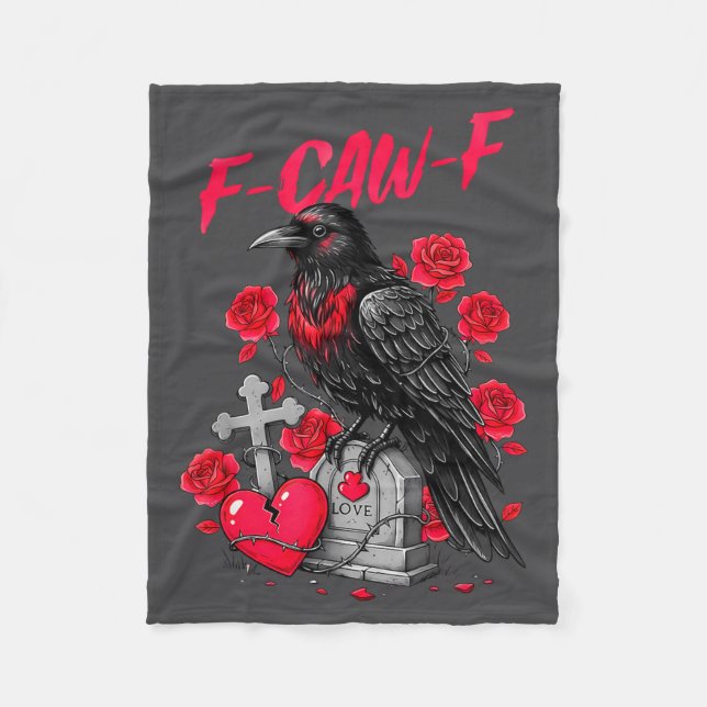 Couverture Polaire Funny Black Bird F-caw-f Anti Valentines Day Singl (Devant)