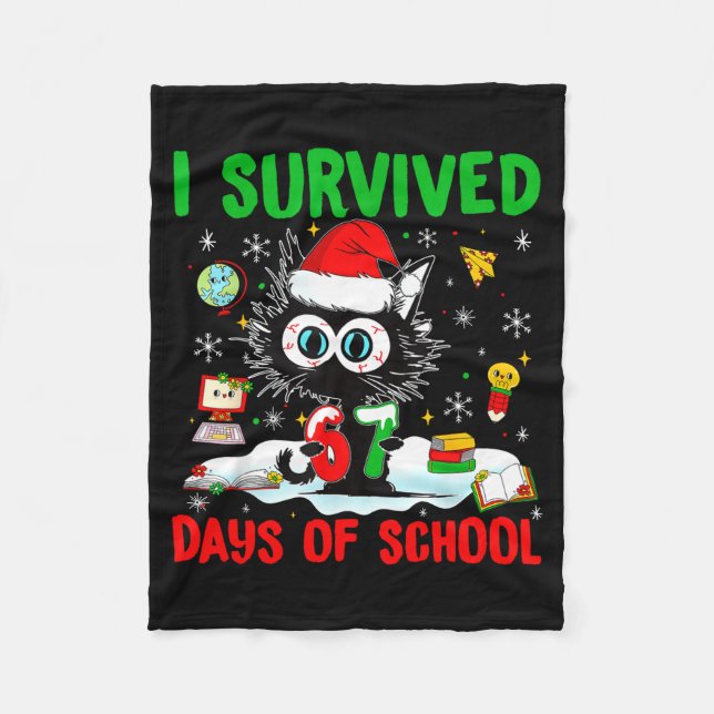 Couverture Polaire Funny Black Cat Christmas I Survived 67 Days Of Sc (Devant)