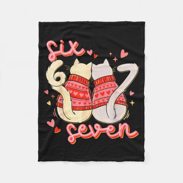 Couverture Polaire Funny Cat 67 Meme Six Seven Gen Alpha Slang Valent (Devant)