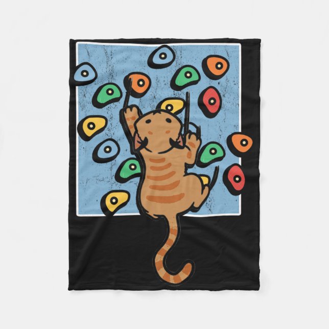 Couverture Polaire Funny Cat Climber Climbing Wall Bouldering Climb  (Devant)
