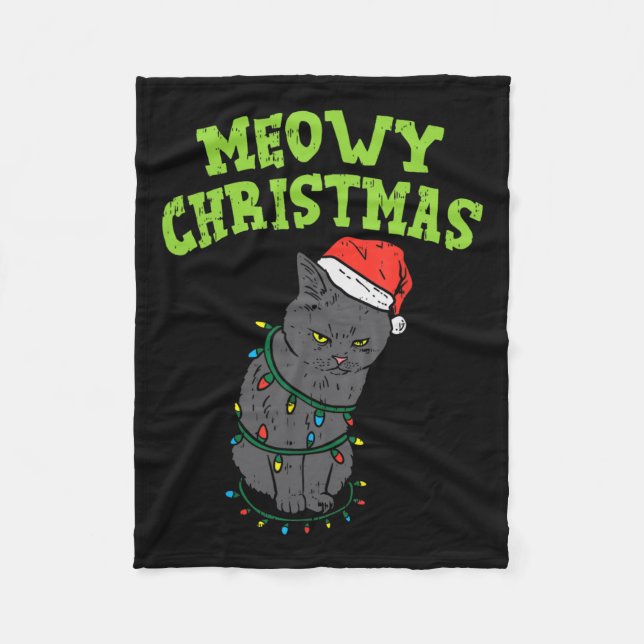 Couverture Polaire Funny Chat Noir Meowy Noël Funny Chat Hommes garço (Devant)
