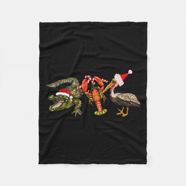 Couverture Polaire Funny Christmas Alligator Pelican Crawfish Holiday (Devant)