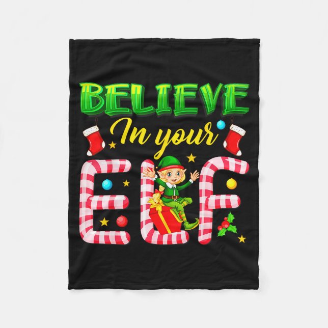 Couverture Polaire Funny Christmas Elf Design Believe In Your Elf Men (Devant)