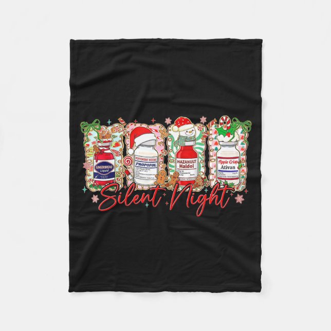 Couverture Polaire Funny Christmas Nurse Silent Night Medical Humor  (Devant)