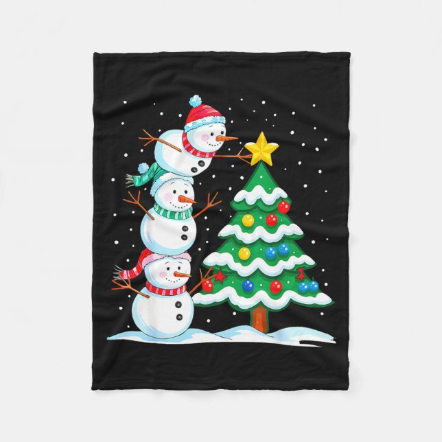 Couverture Polaire Funny Christmas Snowman Topper Tree Holiday Family (Devant)