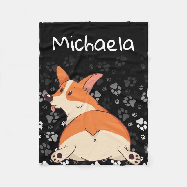 Couverture Polaire Funny Corgi Butt Personnalisable Pet Chien Motif (Devant)