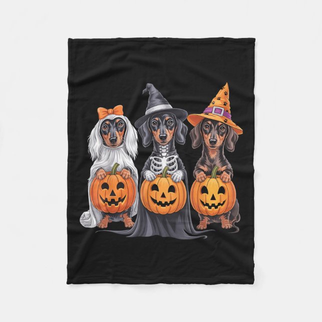 Couverture Polaire Funny Dachshund Halloween Citrouille Weenie Chien  (Devant)