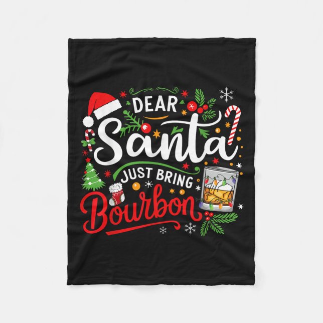 Couverture Polaire Funny Dear Santa Just Bring Bourbon Christmas Paja (Devant)