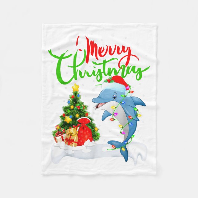 Couverture Polaire Funny Dolphin Fish Lover Xmas Lighting Dolphin Chr (Devant)
