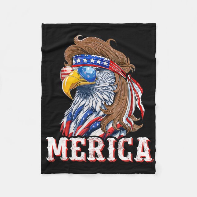 Couverture Polaire Funny Eagle Mullet 4th Of July Usa American Flag M (Devant)