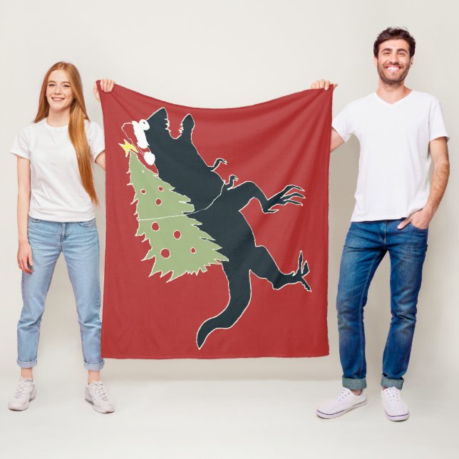 Couverture Polaire Funny Festive Dino Christmas (En situation)