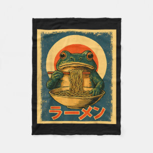 Couverture Polaire Funny Frog Ramen Kawaii Rétro Soleil Levant Japona